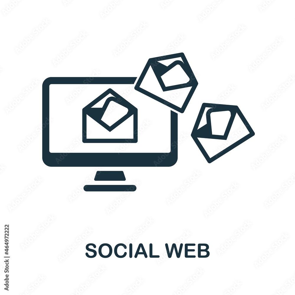 Social Web icon. Monochrome sign from industry 4.0 collection. Creative Social Web icon illustration for web design, infographics and more Social Web icon. Monochrome sign from industry 4.0 collection. Creative Social Web icon illustration for web design, infographics and more