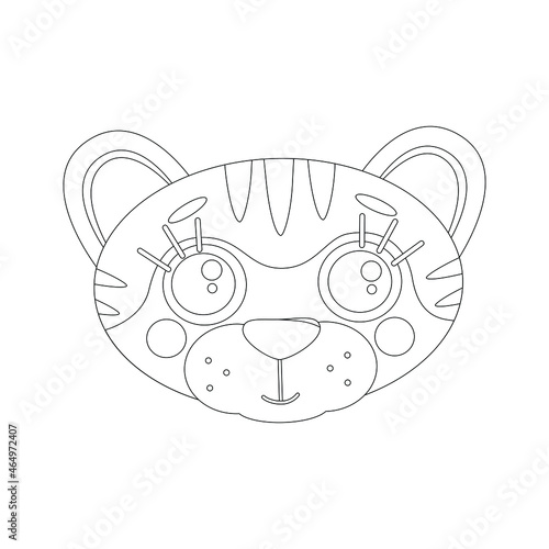 Wallpaper Mural Coloring page of book for kids. Vector cute linear tiger cub's head. Symbol of 2022 new year. Isolated on white background Torontodigital.ca
