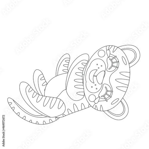 Wallpaper Mural Coloring page of book for kids. Vector cute linear laughing tiger cub. Symbol of 2022 new year. Isolated on white background Torontodigital.ca