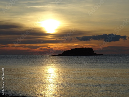 sunset over the sea. Isla de L Olla de Altea al amanrcer