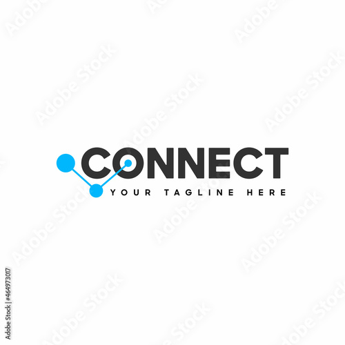 Connect Blue Turquoise and Black Uppercase Logo Design Template Elements. Connected linked o letters with dots. Modern Networking Logo Design Vector.