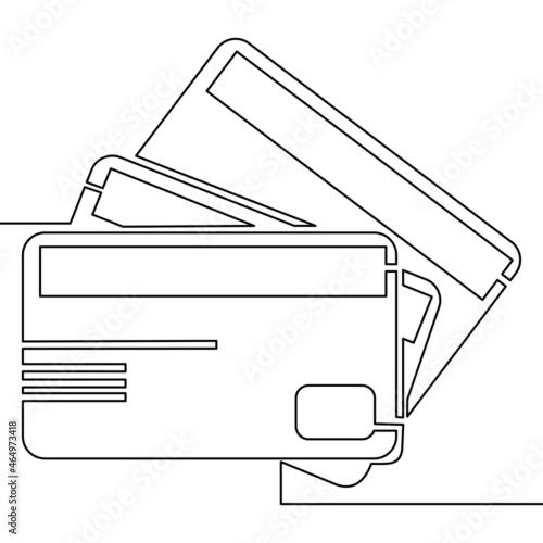 Continuous line drawing Credit Debit Cards concept