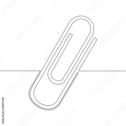 Continuous line drawing paper clip Attach concept