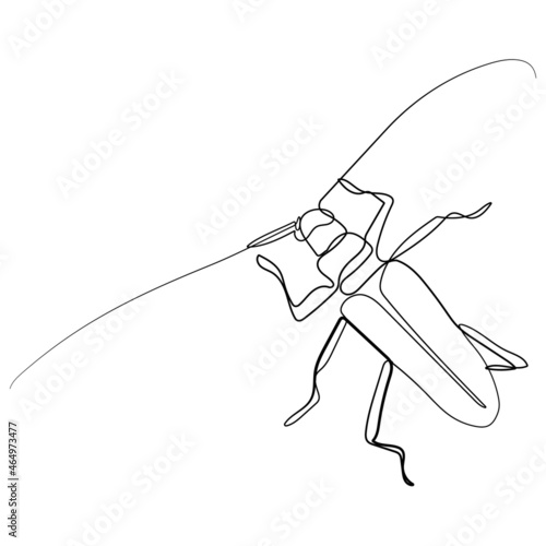 Insect (bug) logo abstract design vector template in Linear style. Continuous one line drawing of bug silhouette isolated on white background. Bug for background, logo or tattoo.