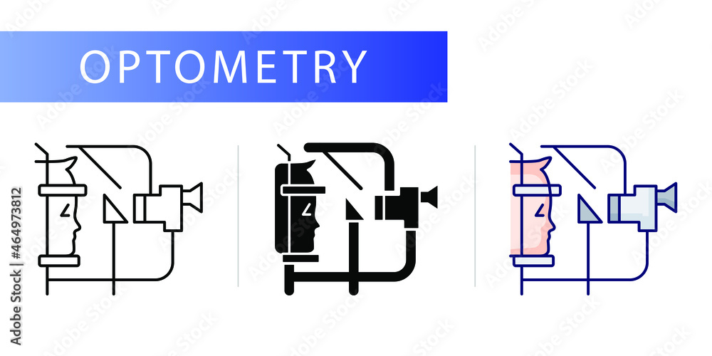 Optometry (Slit lamp). Line icon concept - obrazy, fototapety, plakaty 