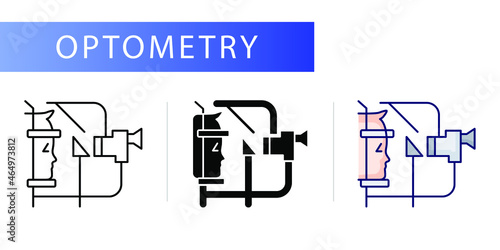 Optometry (Slit lamp). Line icon concept photo