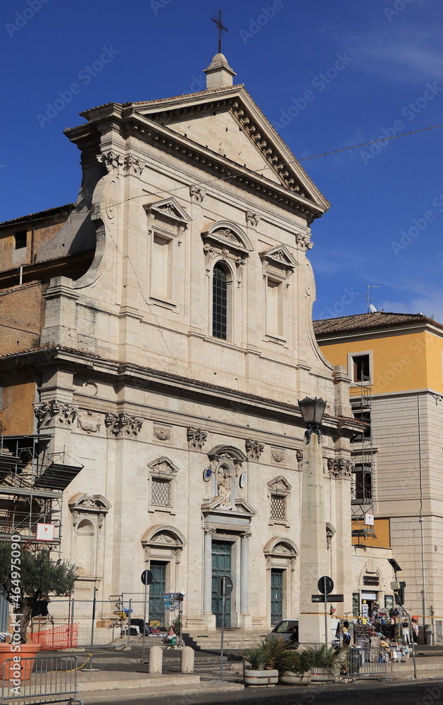 Santa Maria in Traspontina Church Facade in Via della Conciliazione Street in Rome, Italy