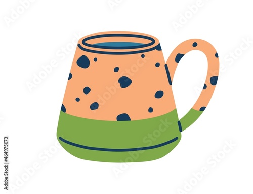 Modern tea cup. Ceramic coffee mug with handle. Cute teacup in doodle style. ...