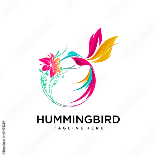 Hummingbird Logo - Colorful Bird Logo Art Design