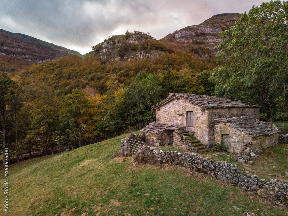 Forests in the Espinosa mountains in autumn with the drone. Forests in the Espinosa mountains in autumn with the drone.