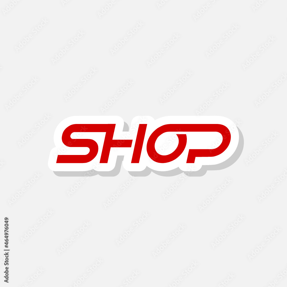 Shop word sticker icon isolated on white background Shop word sticker icon isolated on white background