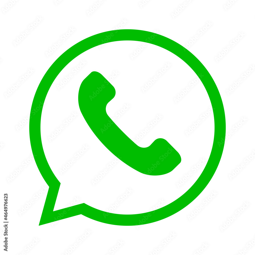 Green button with phone receiver and chat bubble. Call and bell sign Green button with phone receiver and chat bubble. Call and bell sign