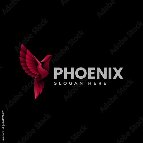 Vector Logo Illustration Phoenix Gradient Colorful Style.