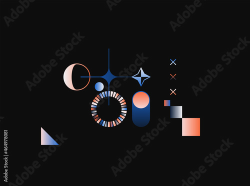 Generative Design Artwork of Abstract Vector Generated Shapes Composition