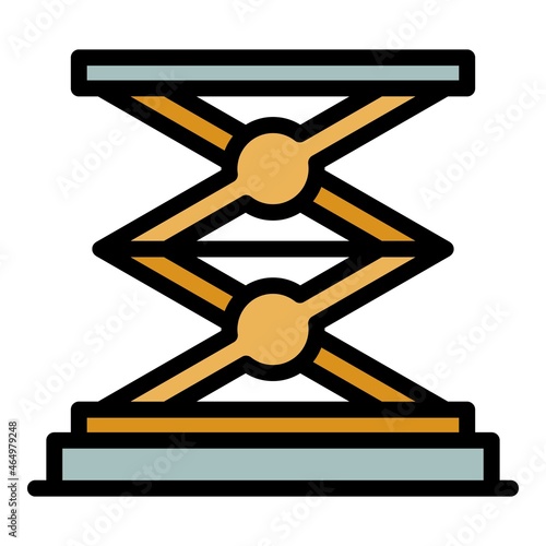 Jack lift stand icon. Outline jack lift stand vector icon color flat isolated