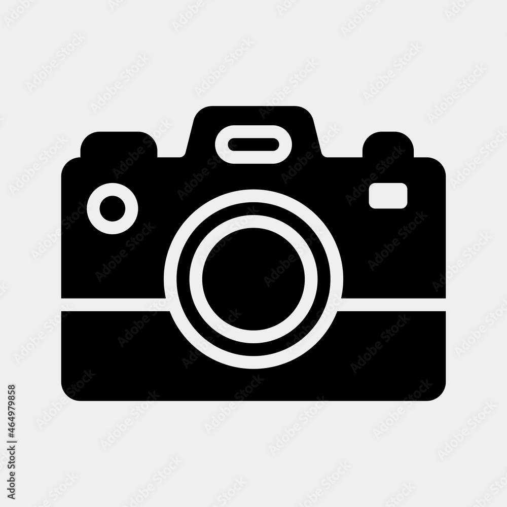 Camera icon vector illustration in solid style about summer, use for website mobile app presentation Camera icon vector illustration in solid style about summer, use for website mobile app presentation