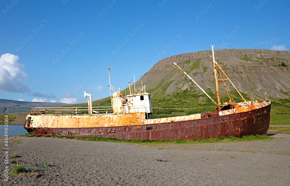 Old rusty shipwreck in Iceland Old rusty shipwreck in Iceland