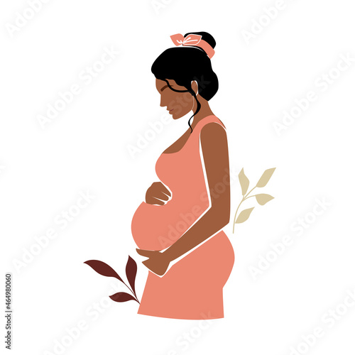 Pregnant girl in abstract flat style. Vector illustration modern trend in simple style for branding  social media concept.