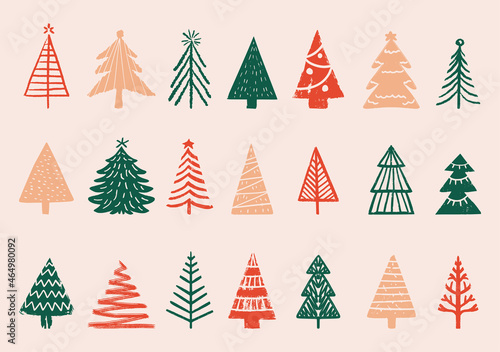 Color spruce trees set in vector. Christmas trees.