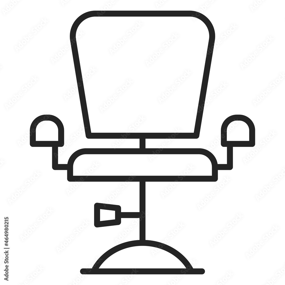 Hairdresser chair line icon vector isolated. Barber chair symbol, salon sign. Part of office interior, comfortable chair. Hairdresser chair line icon vector isolated. Barber chair symbol, salon sign. Part of office interior, comfortable chair.