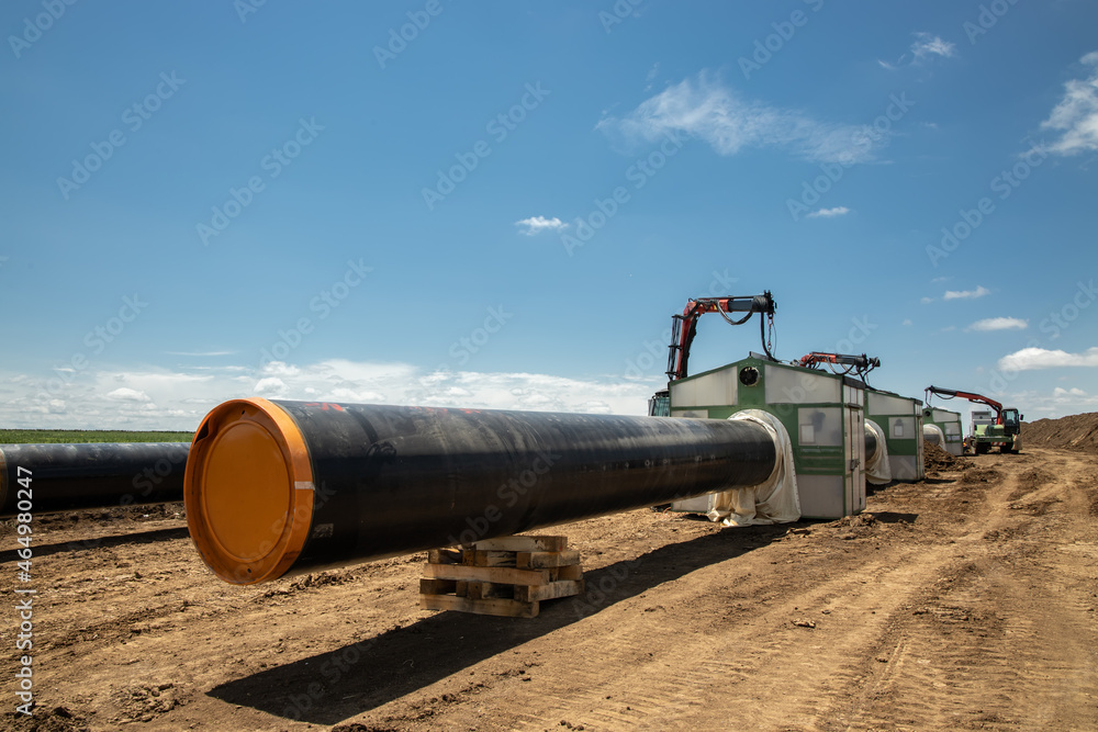 Construction of gas pipeline. New energy pipeline construction Construction of gas pipeline. New energy pipeline construction