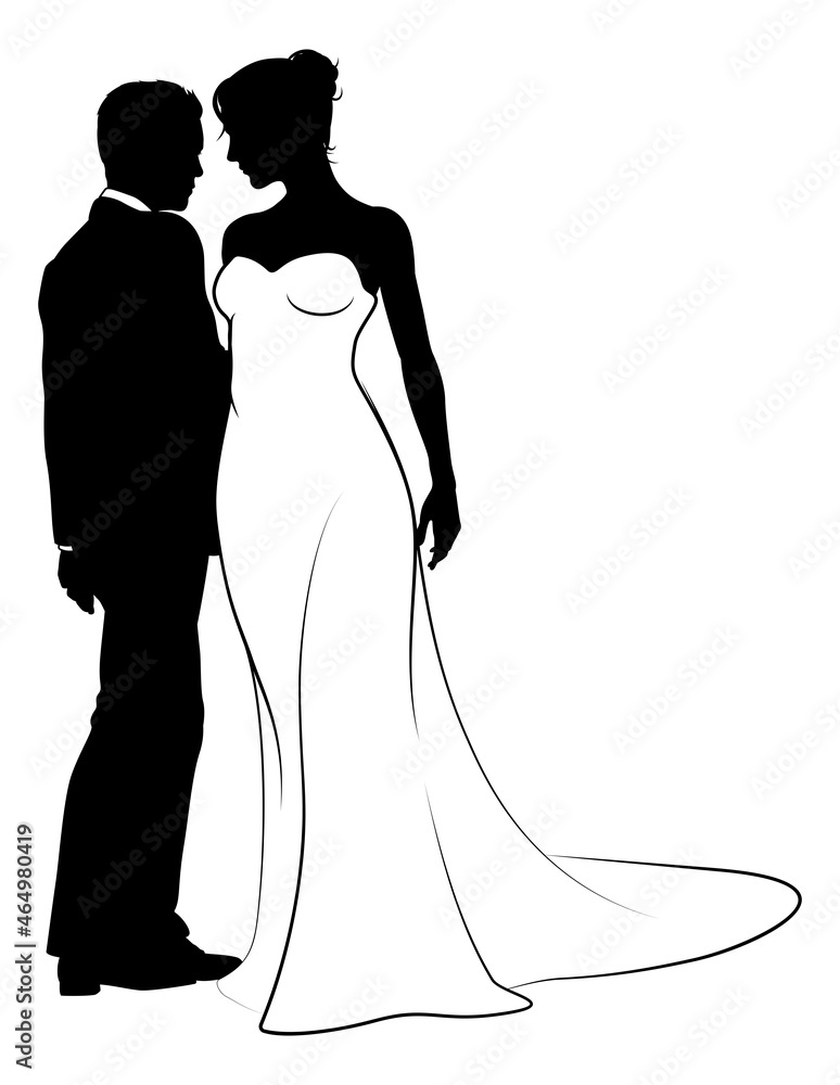 Bride And Groom Couple Wedding Dress Silhouettes Bride And Groom Couple Wedding Dress Silhouettes