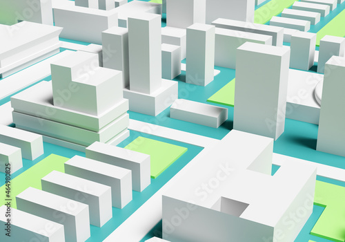 Wallpaper Mural Architectural visualization. Three-dimensional city map close up. Architectural building layout. City layout with roads. Urban space top view. Buildings in modern Cityscape. 3d rendering. Torontodigital.ca