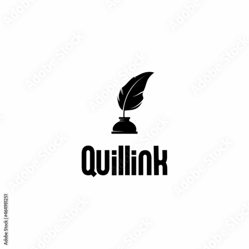feather logo illustration vector, quill logo