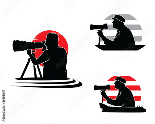 Male photographer silhouette design logo collection set