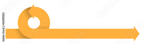 Long twisted arrow, orange spiral icon. Process flow agile scheme. Concept vector illustration on white background.