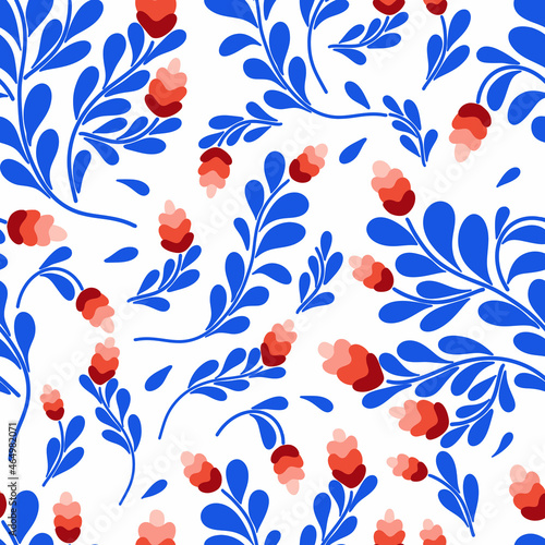 Floral vector seamless pattern. Floral botanical motifs. Illustration with flowers can be used for wallpapers, pattern fills, web page backgrounds,surface textures. Gorgeous floral arrangement
