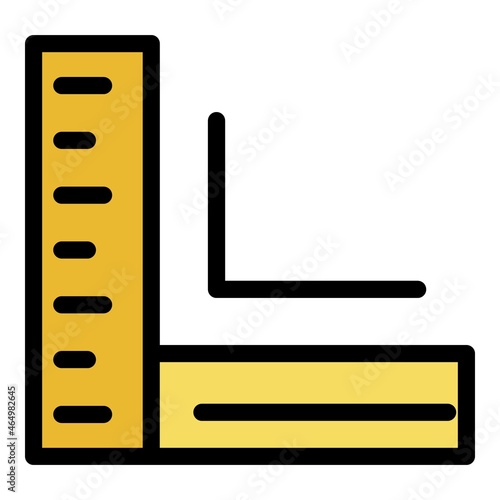 Corner ruler icon. Outline corner ruler vector icon color flat isolated