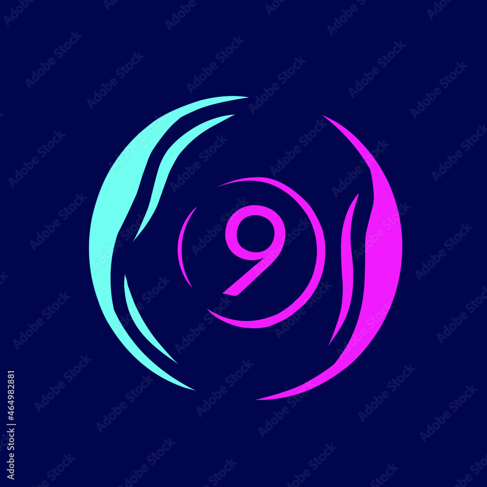 Obraz premium Billiard pop art logo. Pool ball colorful design with dark background. Abstract vector illustration