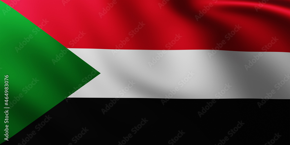 Large Flag of Sudan fullscreen background in the wind