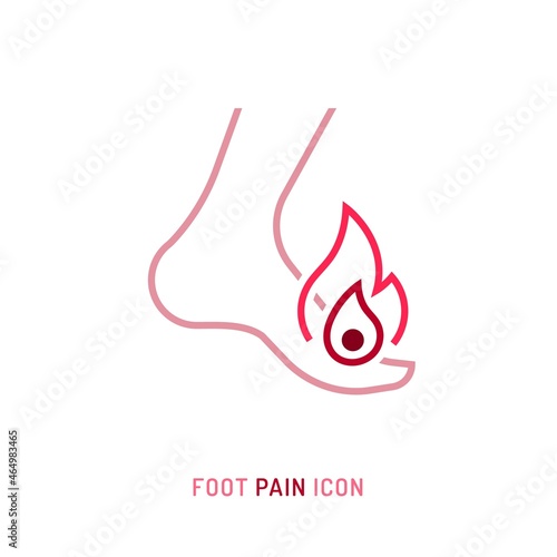 Bone inflammation, foot pain, angriness sign. Editable vector illustration