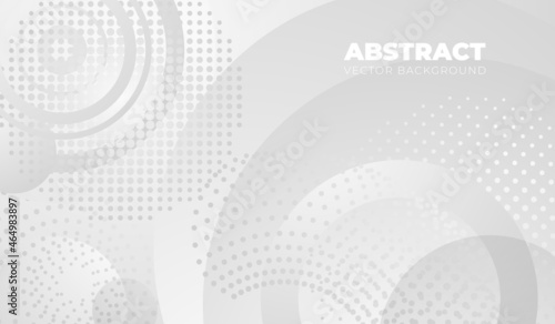 Modern halftone circle background. Grey radial texture, molding circles. Overlay dotted rounds, abstract artistic graphics, recent vector banner
