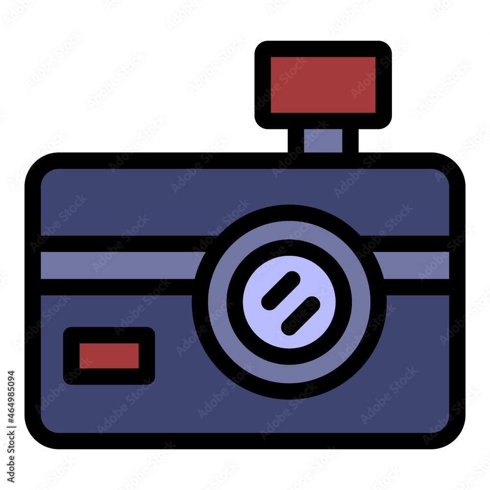 Photo camera icon. Outline photo camera vector icon color flat isolated Photo camera icon. Outline photo camera vector icon color flat isolated