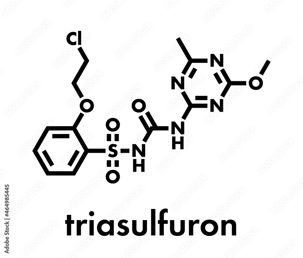 Triasulfuron herbicide molecule. Skeletal formula.