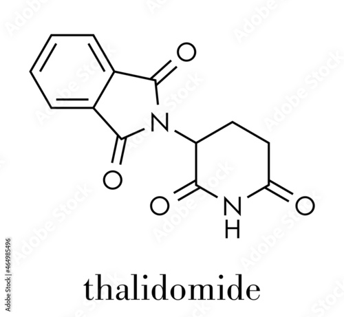 Thalidomide theratogenic drug molecule. Skeletal formula.