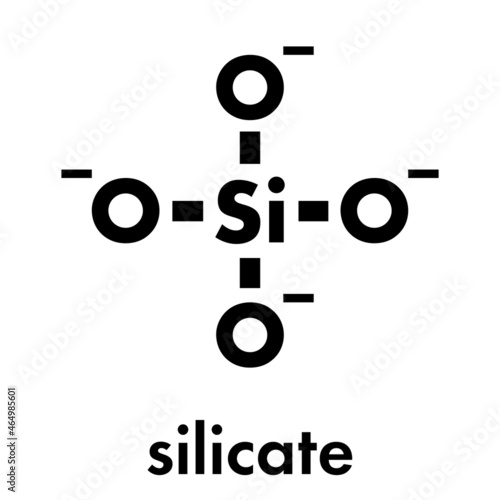 Orthosilicate (silicon tetroxide, silicate) anion, chemical structure. Skeletal formula. photo