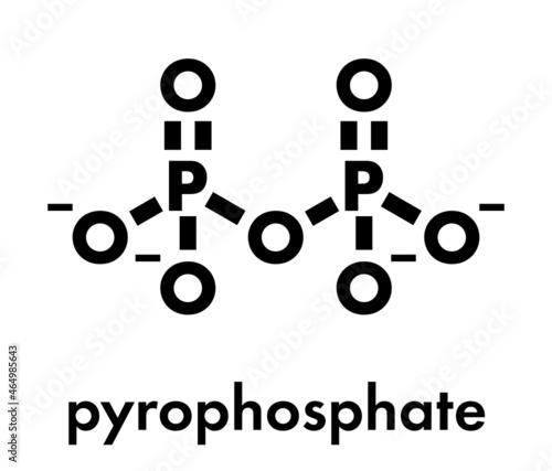 Pyrophosphate (PPi) anion. Important in biochemistry, used as food additive (E450). Skeletal formula. photo