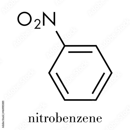 Nitrobenzene solvent molecule. Skeletal formula. photo