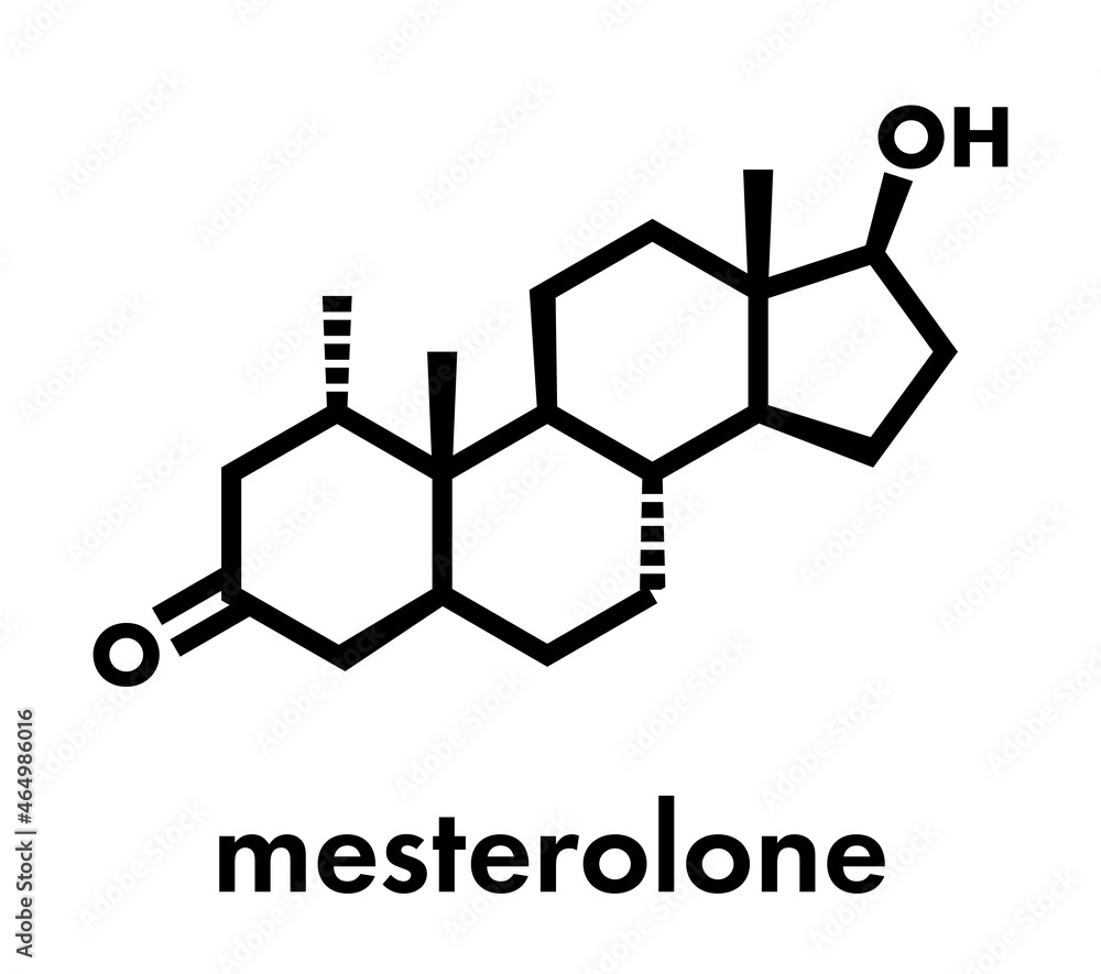 Mesterolone androgen molecule. Skeletal formula. Mesterolone androgen molecule. Skeletal formula.
