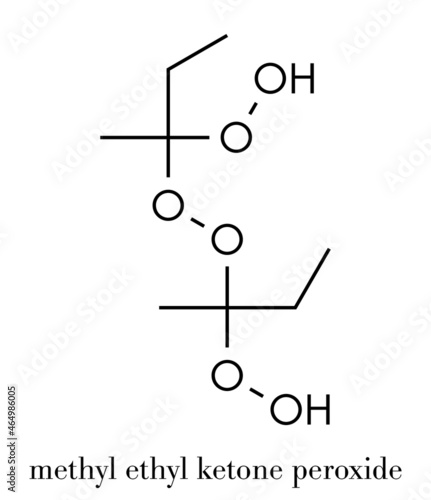 Methyl ethyl ketone peroxide (MEKP) explosive molecule. Skeletal formula.