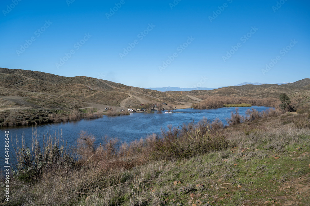A beautiful overlooking view of nature in Lake Elsinore, California A beautiful overlooking view of nature in Lake Elsinore, California
