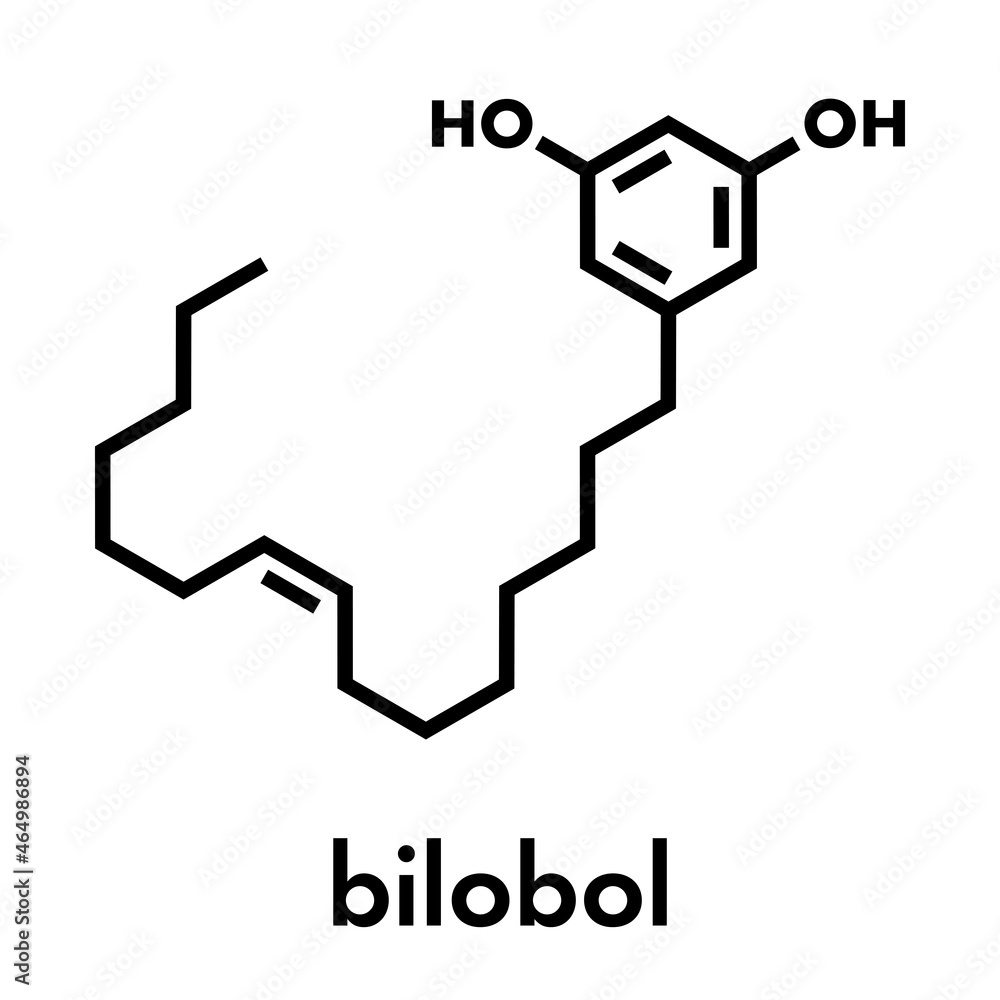 Bilobol ginkgo biloba molecule. Skeletal formula. Bilobol ginkgo biloba molecule. Skeletal formula.