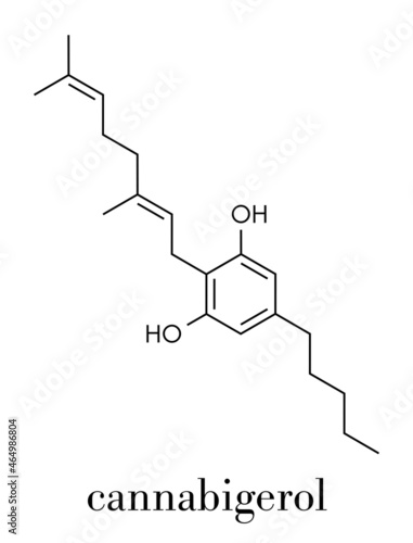 Cannabigerol cannabinoid molecule. Skeletal formula.