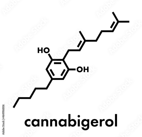Cannabigerol cannabinoid molecule. Skeletal formula.