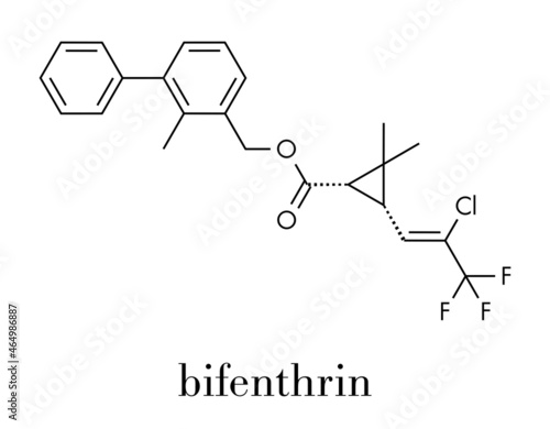 Bifenthrin insecticide molecule (pyrethroid class). Skeletal formula.