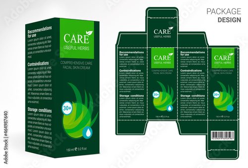 Box design, die-stamping. Vector template